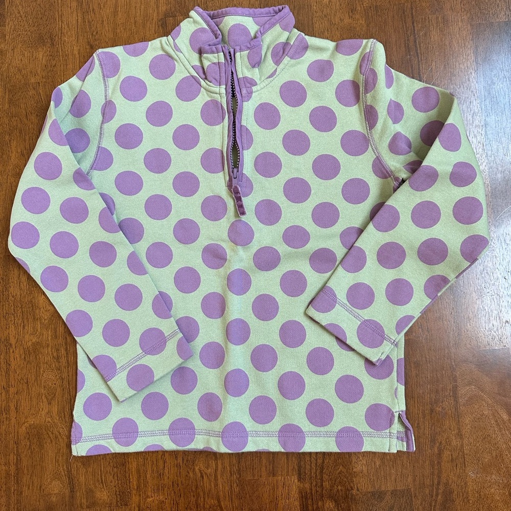 Mini Boden Purple Polka Dot Quarter-Zip Pullover NWOT 9-10 yrs
